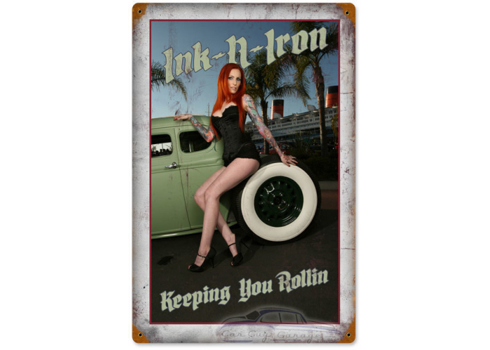 Ink And Iron Keeping Rolling Metal Sign