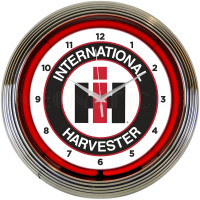International Harvester Red Neon Wall Clock - 15" Round