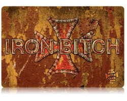 Iron Bitch Metal Sign - 18" x 12"