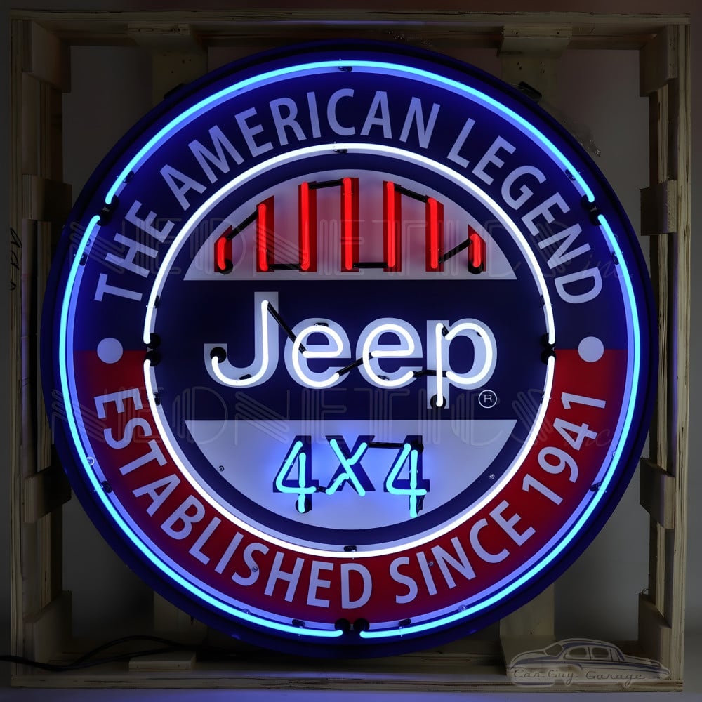 Jeep Round Neon Sign Iconic 36" Display for Indoor Use