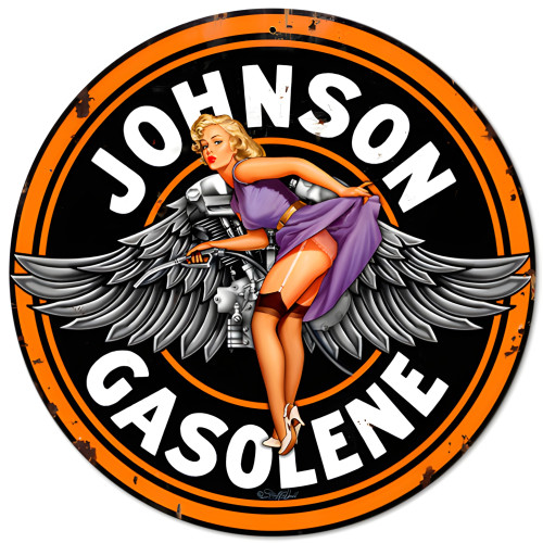Johnson Gas Metal Sign - 14" Round
