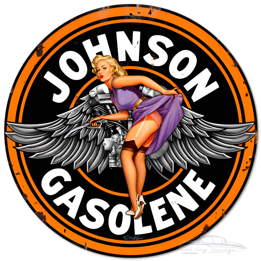 Johnson Gas Metal Sign - 14" Round