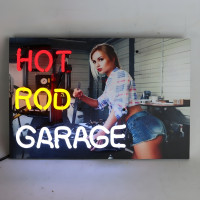 Hot Rod Garage Pin-Up Girl Neon Sign - 18" x 12"