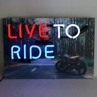 Live To Ride Motorcycle Glass Neon Sign - 18" x 12"