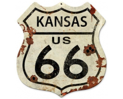 Kansas US Route 66 Metal Sign - 15" x 15"