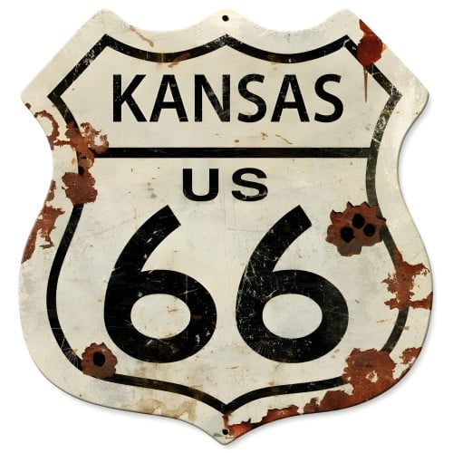 Kansas US Route 66 Metal Sign - 15" x 15"