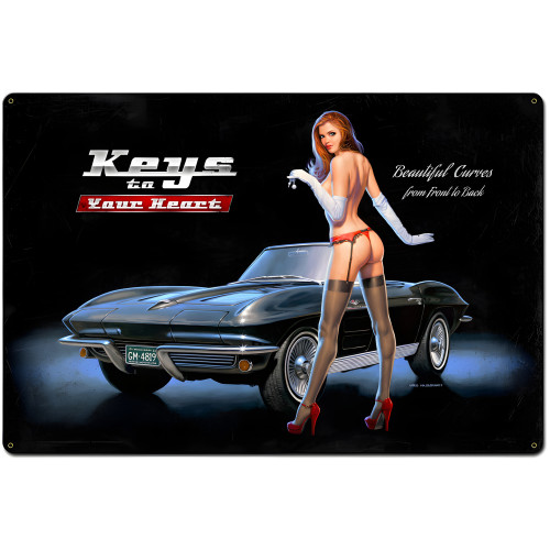 Keys to Your Heart XL Metal Sign - 36" x 24"