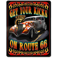 Kicks on Route 66 Metal Sign - 12" x 15"