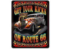 Kicks on Route 66 Metal Sign - 12" x 15"