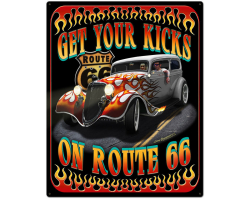 Kicks on Route 66 Metal Sign - 24" x 30"