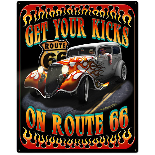 Kicks on Route 66 Metal Sign - 24" x 30"