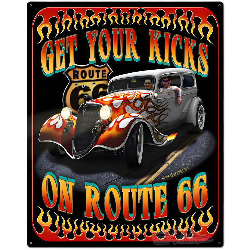 Kicks on Route 66 Metal Sign - 24" x 30"