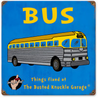 Kids Bus Metal Sign - 12" x 12"