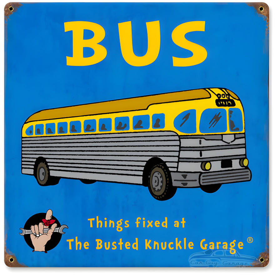 Kids Bus Metal Sign - 12" x 12"