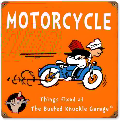 Kids Motorcycle Metal Sign - 12" x 12"