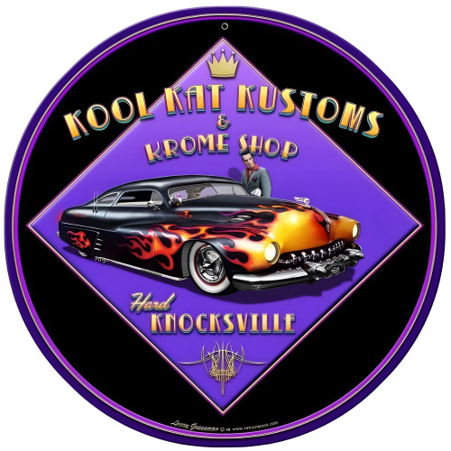 Kool Kat Kustoms Metal Sign - 14" Round