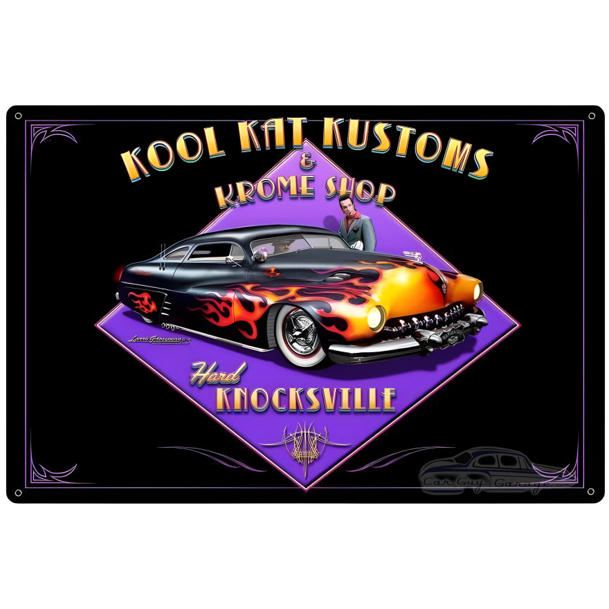 Kool Kat Kustoms Metal Sign - 36" x 24"