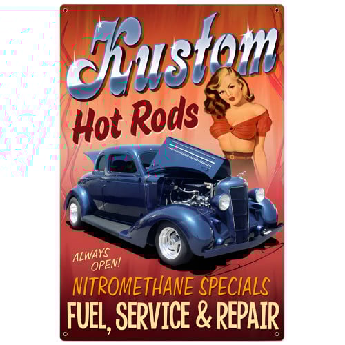 Kustom Hot Rods Metal Sign - 24" x 36"