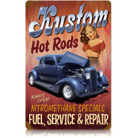 Kustom Hot Rods Metal Sign - 12" x 18"