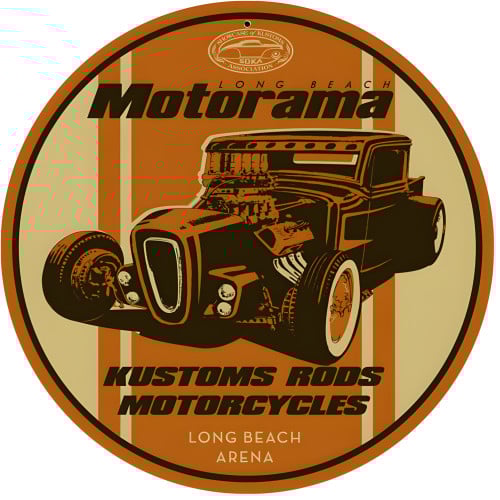 Kustom Rods Motorcycles Metal Sign - 14" Round