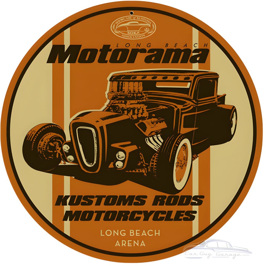 Kustom Rods Motorcycles Metal Sign - 14" Round