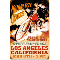 LA Motorcycle Races Metal Sign - 16" x 24"