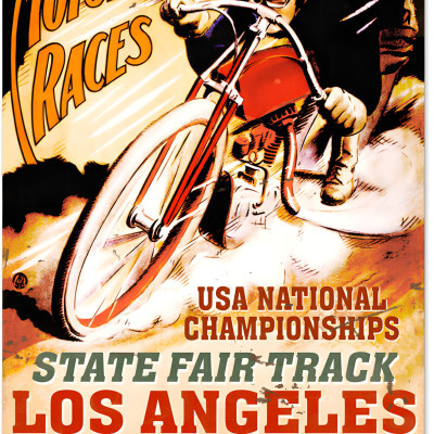 Vintage LA Motorcycle Races Metal Sign - 16