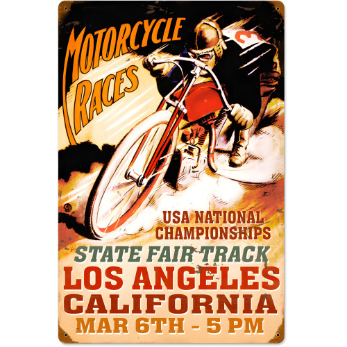 LA Motorcycle Races Metal Sign - 16" x 24"