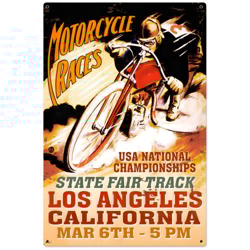 LA Motorcycle Race Metal Sign - 24" x 36"