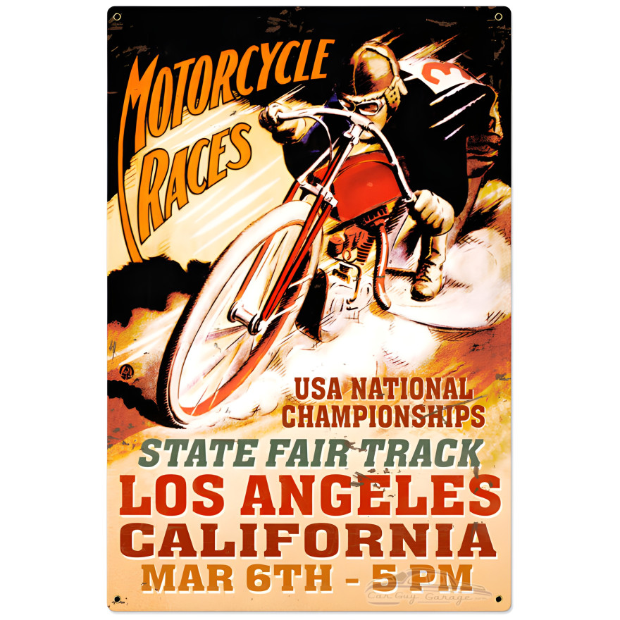 LA Motorcycle Race Metal Sign - 24" x 36"