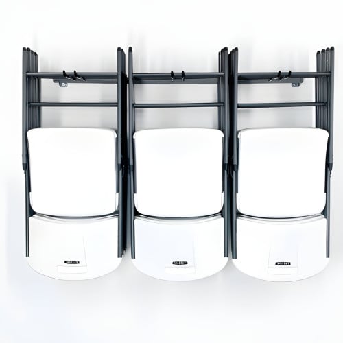 Wall Mounted Folding Chair Rack, Heavy-Duty Steel, Holds 12-15