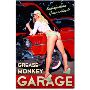 Large Grease Monkey Metal Sign - 24" x 36"