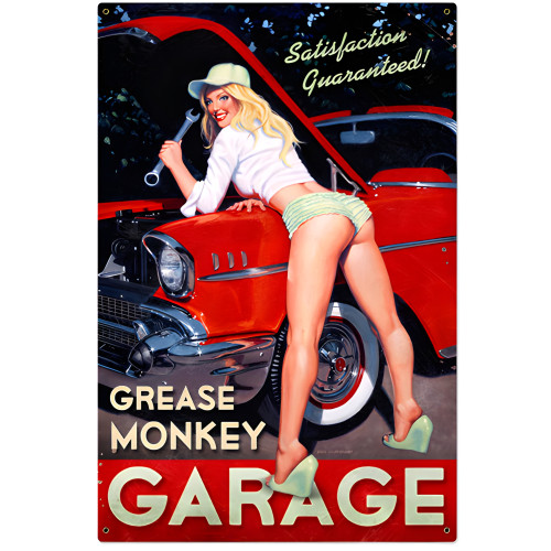 Large Grease Monkey Metal Sign - 24" x 36"
