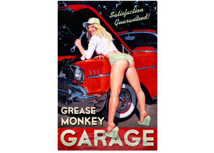 Large Grease Monkey Metal Sign - 24" x 36"