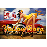 Large Yellow Rose Repair Metal Sign - 36" x 24"
