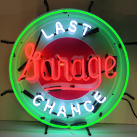 Last Chance Garage Vintage Real Neon Sign - 24" Round