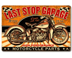 Last Stop Garage Metal Sign - 18" x 12"