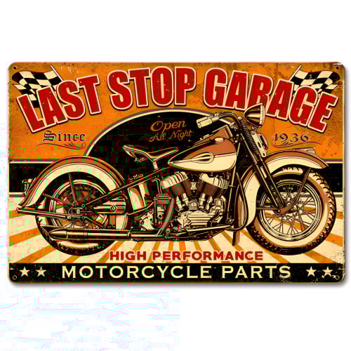 Last Stop Garage Metal Sign - 18" x 12"