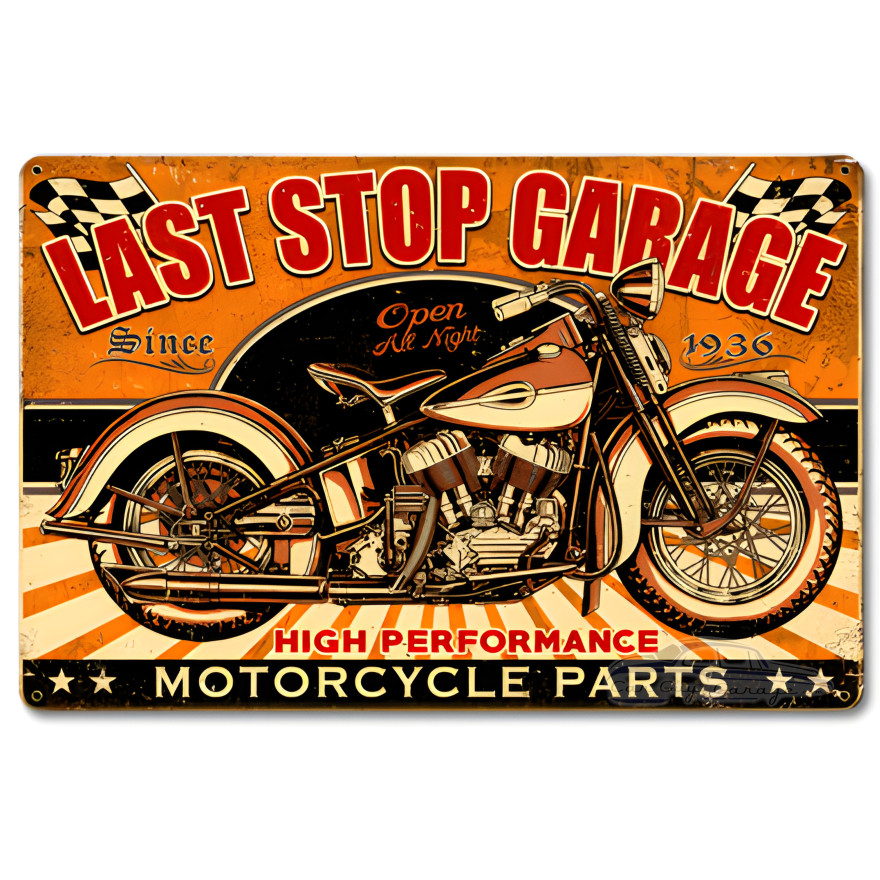 Last Stop Garage Metal Sign - 18" x 12"