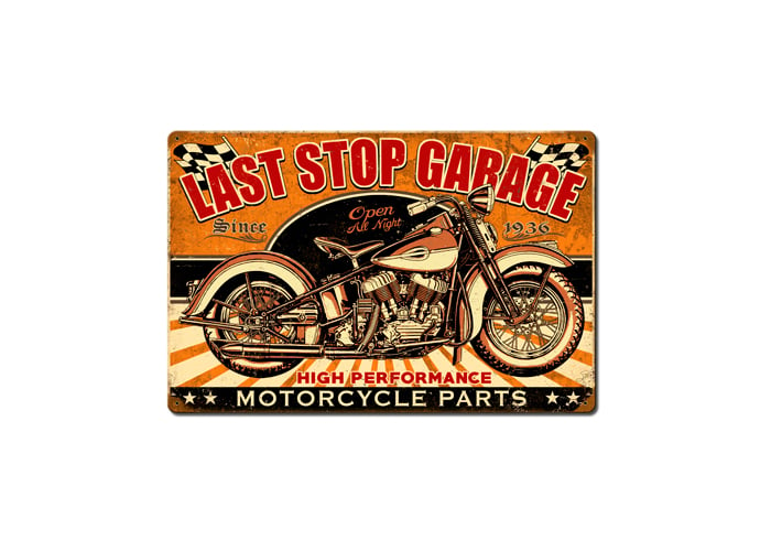Last Stop Garage Metal Sign - 24" x 16"