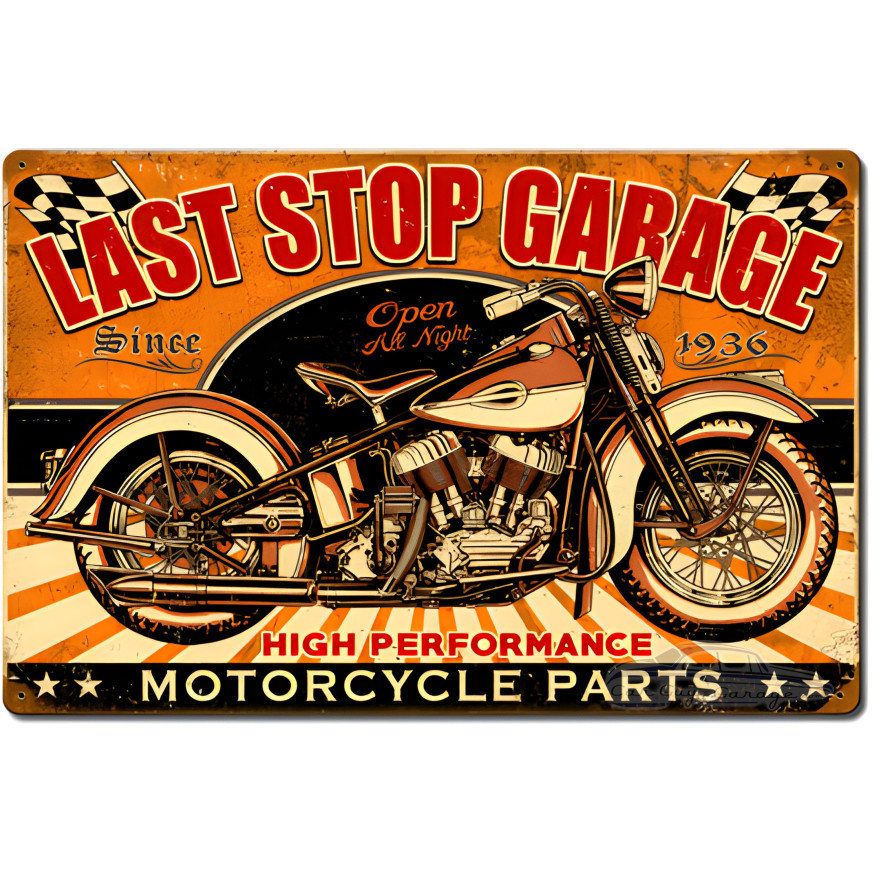 Last Stop Garage Metal Sign - 24" x 16"