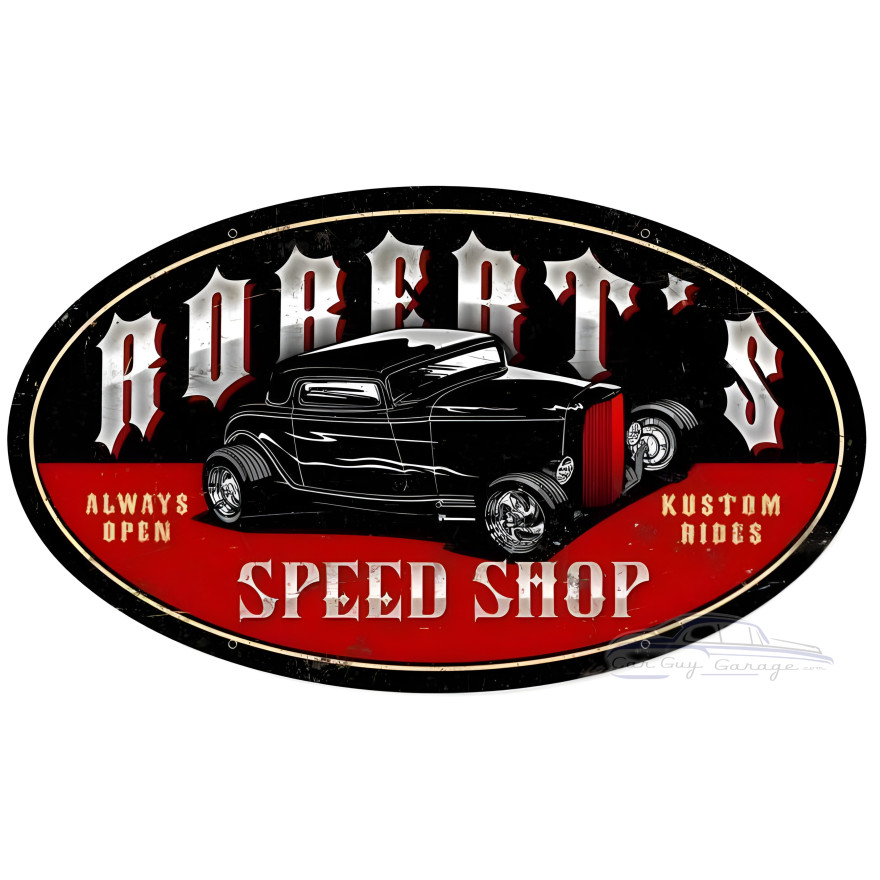 Late Night Speed Shop Personalized Metal Sign - 24" x 14"