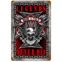 Legends Never Die Metal Sign - 12" x 18"
