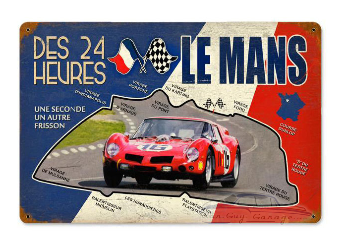 Le Mans 24 Hour Metal Sign - 18" x 12"