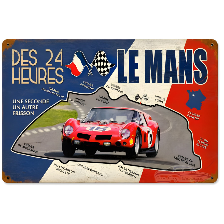 Le Mans 24 Hour Metal Sign - 18" x 12"