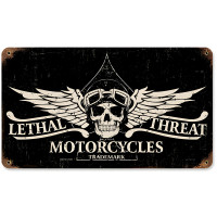 Lethal Motorcycles Metal Sign - 14" x 8"