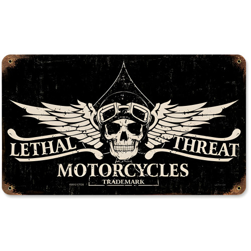 Lethal Motorcycles Metal Sign - 14" x 8"