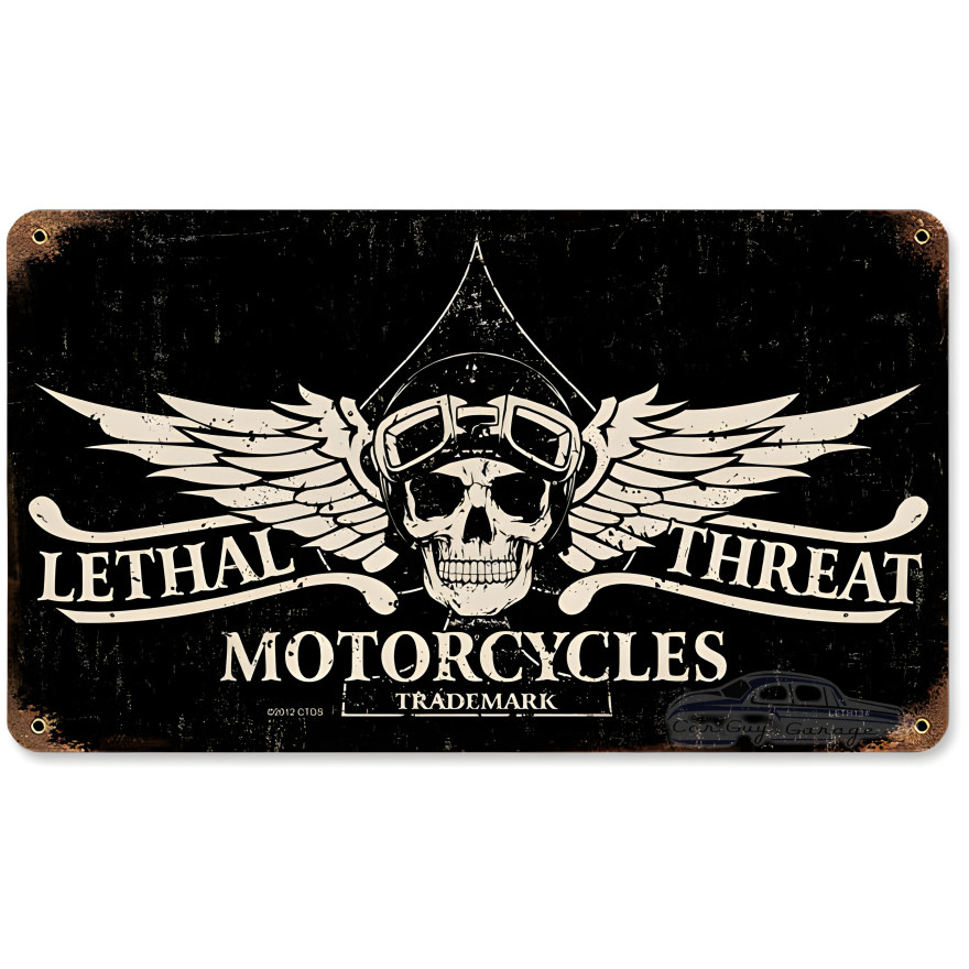 Lethal Motorcycles Metal Sign - 14" x 8"