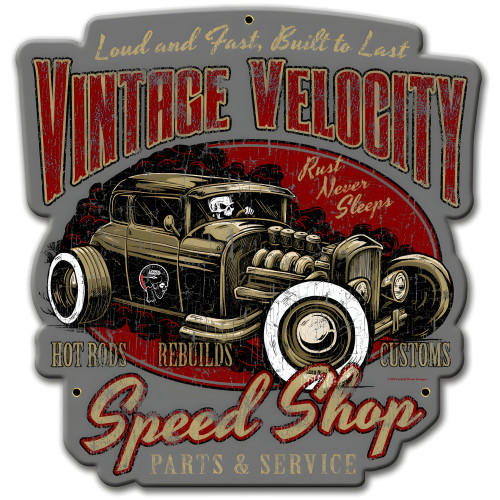 Vintage Velocity Metal Sign - 15" x 16"