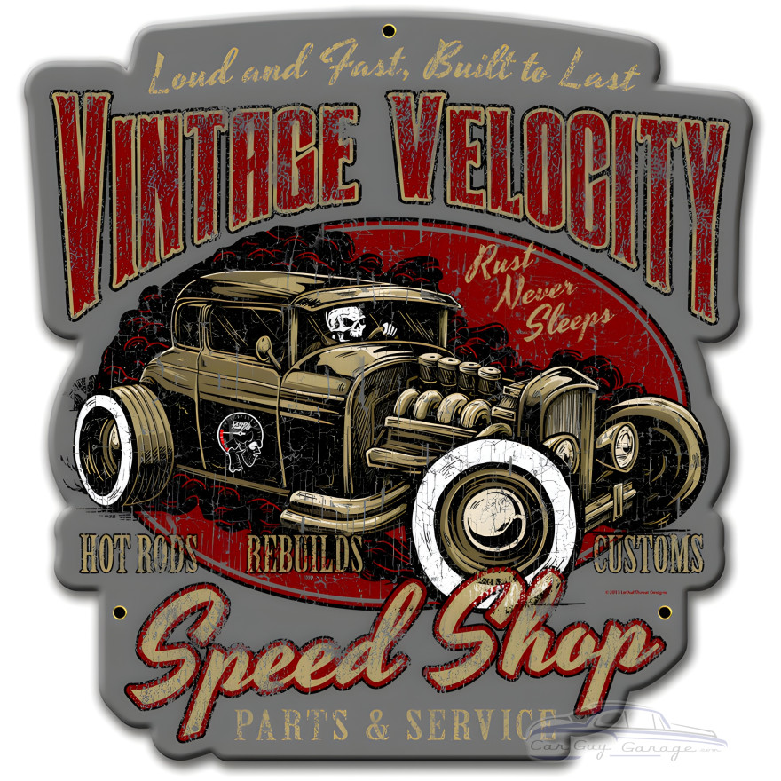 Vintage Velocity Metal Sign - 15" x 16"